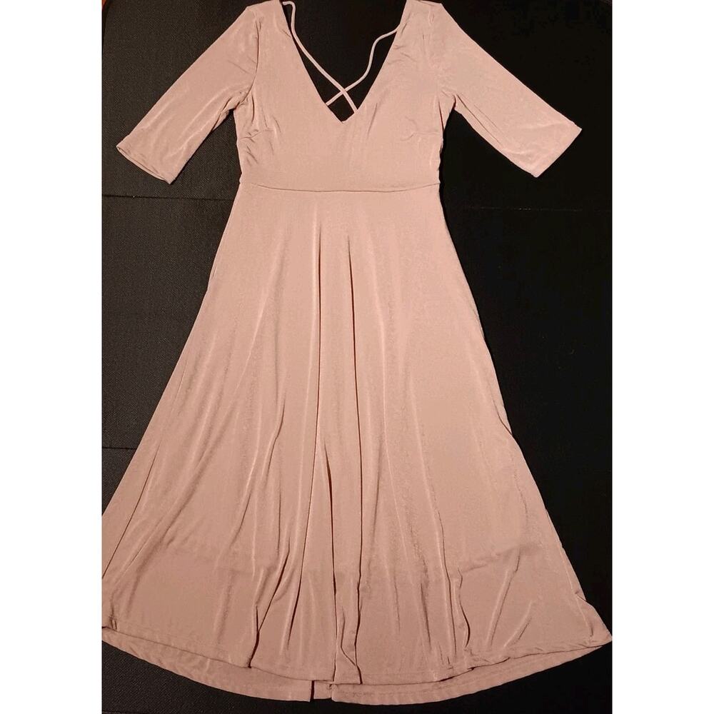 ASTR THE LABEL Shine Cross Back Midi Dress/Medium/PINK‎ ADOBE